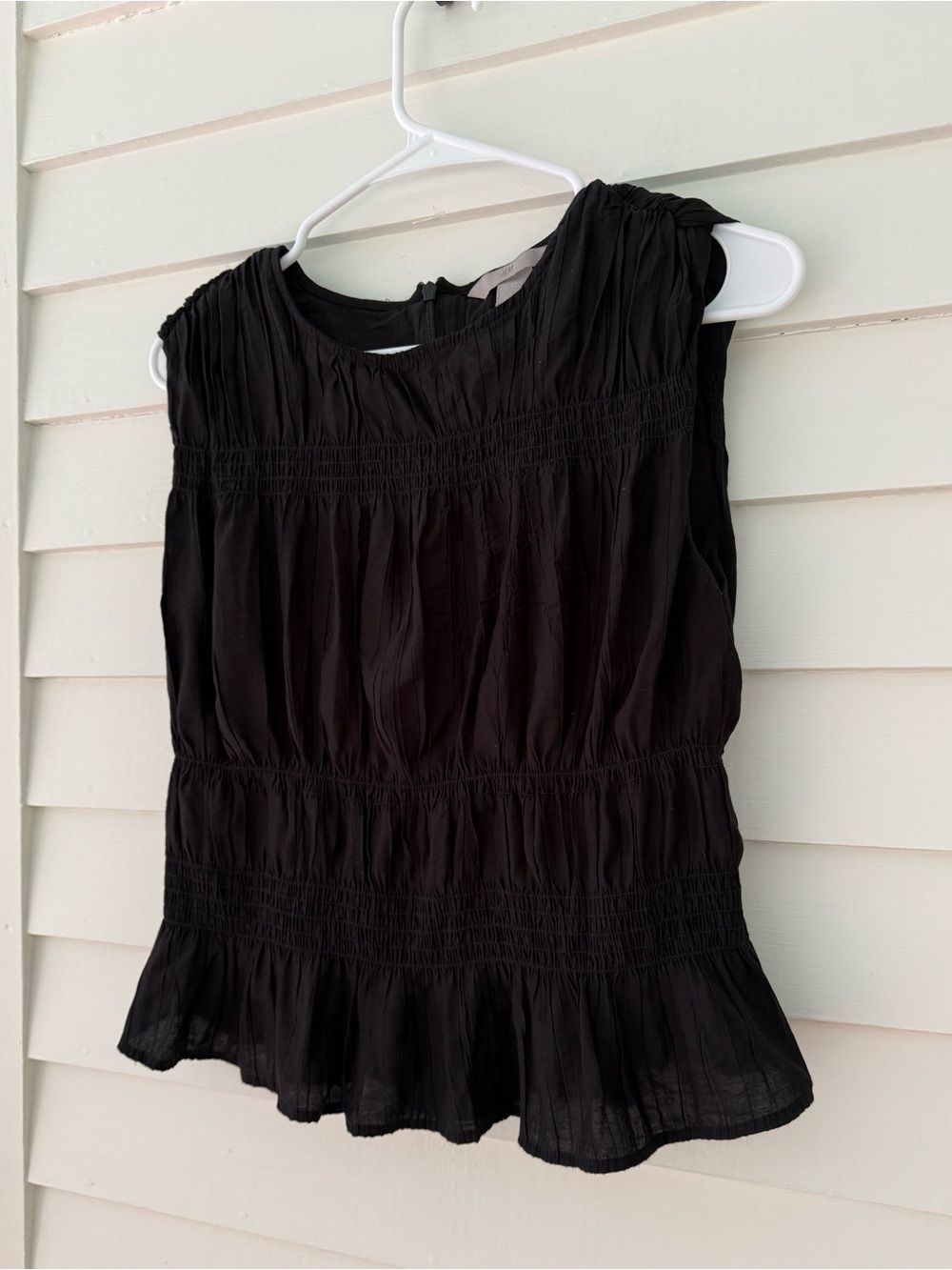 H&M | Black Smocked Sleeveless Peplum Top Women’s Size S - Picture 2 of 5